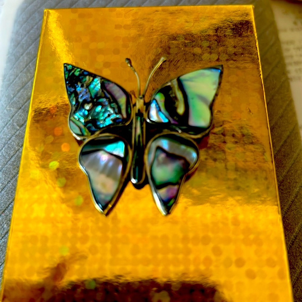 Vintage Mexico,  silver Alpaca butterfly pin